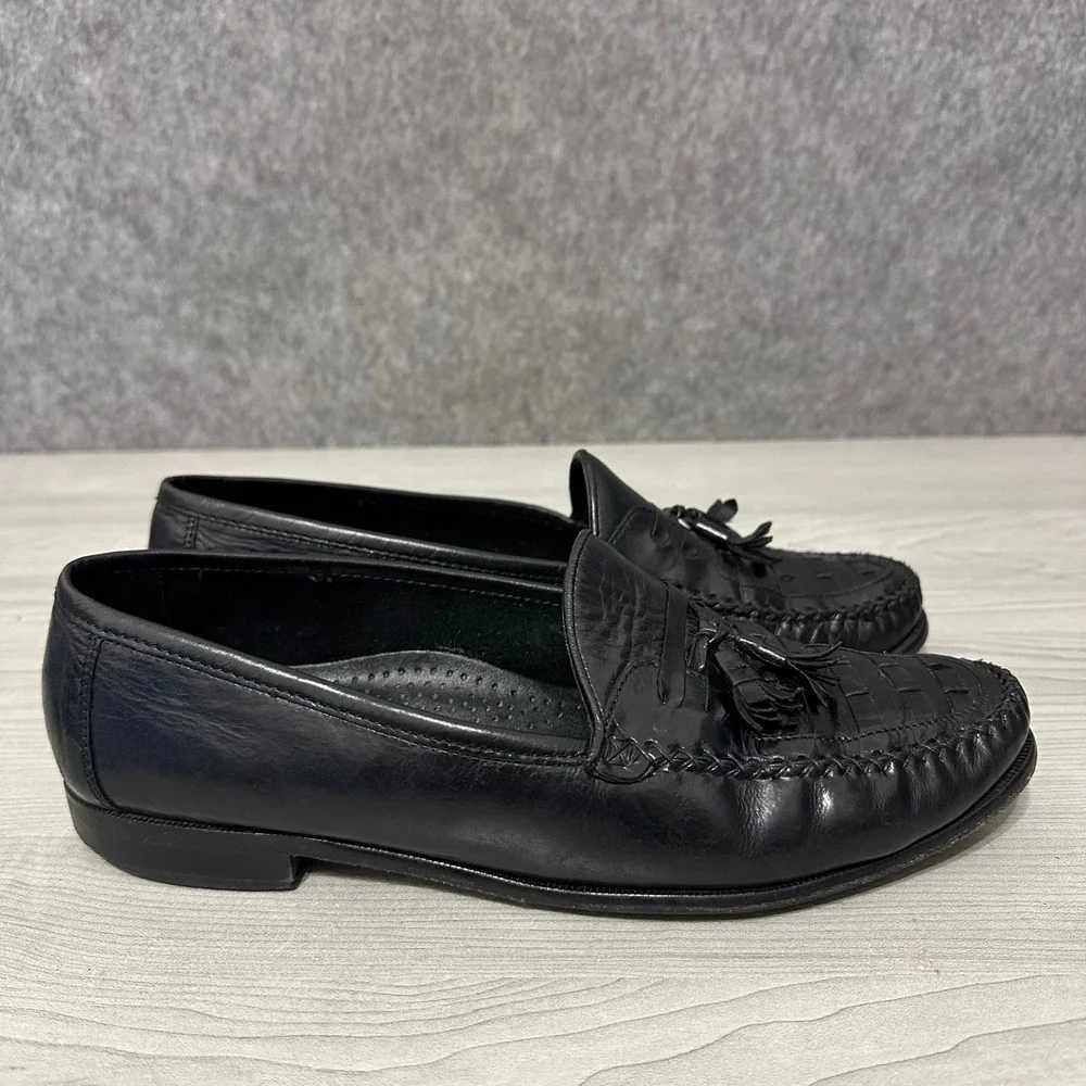Giorgio Brutini Tassel Loafers Mens 10.5‎ Black Leather Slip On Moc Toe Dress